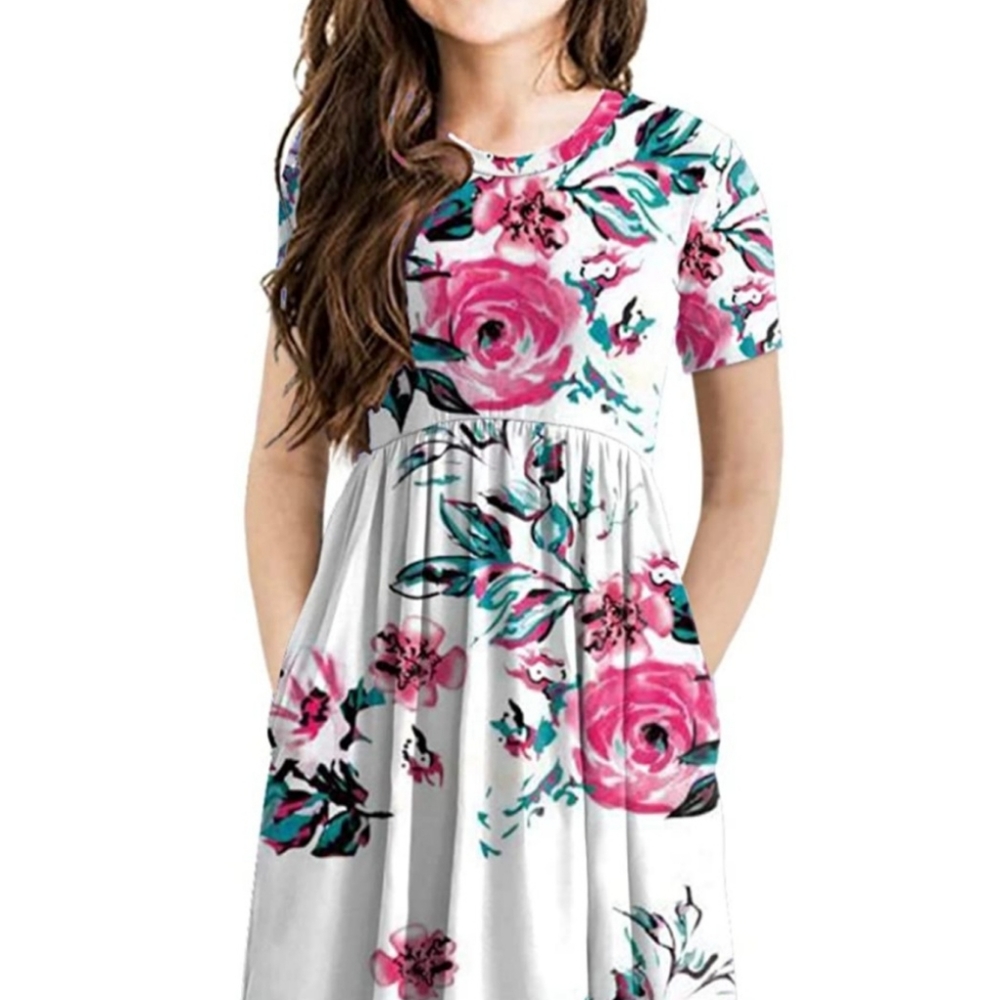 Girls Floral Maxi Dress w/Pockets
